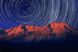 Vortex Night Exposure Star Trails of the Sky in Bishop California