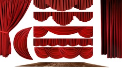 Dramatic red old fashioned elegant theater stage elements of swags to make your own background