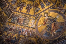 Magnificent mosaic ceiling of the Baptistry of San Giovanni, Florence, Tuscany, Italy