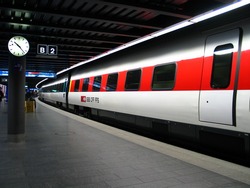 Train at a train station in Zurich