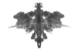 Rorschach photo, inkblot test isolated on white background
