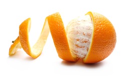 Orange with peel isolated on white background