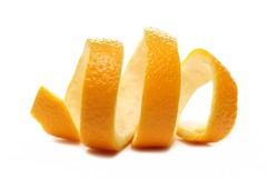 Swirly orange peel isolated on white