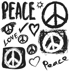 Retro design of Peace, Love and Music, vector design element