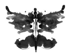 photo Rorschach inkblot test isolated on white background