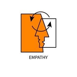 Two abstract profiles, icon psychology of communication. Vector illustration