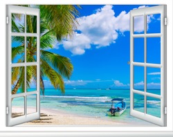 open window view of the sea good weather summer Caribbean Dominican Republic