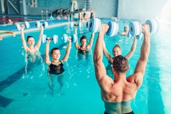 Aqua aerobics, healthy lifestyle, water sport