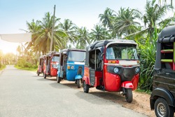 Tuktuk taxi on road of Sri Lanka Ceylon travel car