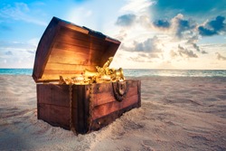 open treasure chest with shinny gold