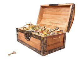 pirate treasure chest isolated on white