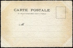 Vintage undivided French postcard in early 1900s, a very good background for any usage of the historic postcard communications.  Letters on the card means: Postcard, address only on this side .