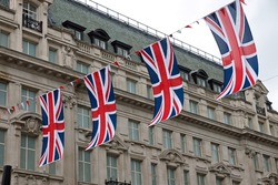 British flags in the street