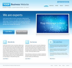 blue business website template - home page design - clean and simple - with a space for a text