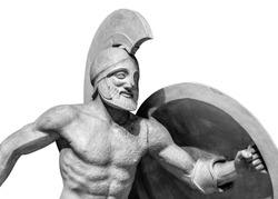 Roman statue of warrior in helmet