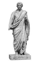 Caesar Octavianus Augustus roman emperor adopted son of Julius Caesar. Isolated statue on white.