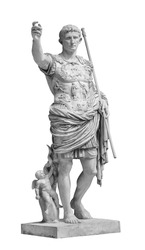 Roman emperor Caesar Augustus from Prima Porto statue isolated over white background with clipping path