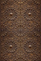 Decorative Islamic Wood Art Door Background