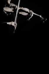 Violin player violinist playing violin music instrument Orchestra musician isolated on black
