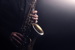 Saxophone player Saxophonist playing jazz music instrument Jazz musician playing sax alto