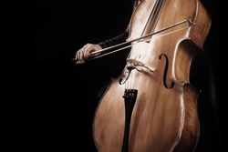Cello player. Hands cellist playing violoncello orchestra musical instruments