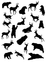 Silhouettes of Bear and Deer