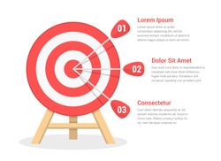 Target with three arrows, three steps to your goal, vector eps10 illustration