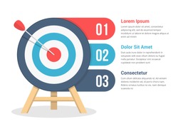 Target with three elements for your text, three steps to your goal, infographic template for web, business, presentations, vector eps10 illustration