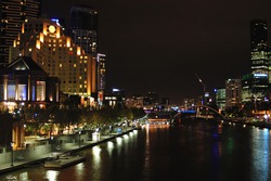 Southbank and Melbourne city at night from St kilda road bridge