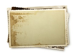Stack of old photos with clipping path inside and outside