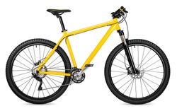 yellow 29er mountain bike isolated on white background