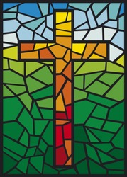 cross in stained glass style