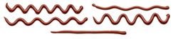Barbecue sauce in the form of lines. Collection of wavy lines of barbecue sauce on a white background.