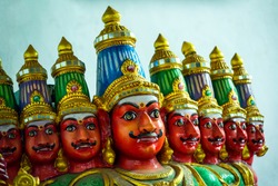 Statues of Ravan from Indian mythology Ramayanain, chennai, Tamil Nadu, South India