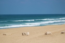 Sandy beach of the Mediterranean Sea in Ashkelon, Israel