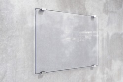 Transparent signboard on concrete wall, mock up