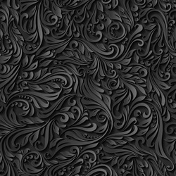 Illustration of seamless abstract black floral  vine pattern