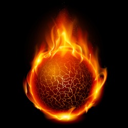 Fire ball. Illustration on black background for design