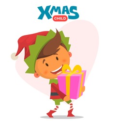 Merry Christmas elf. Vector illustration on the theme of Christmas