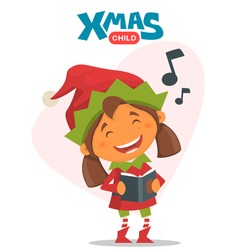 Merry Christmas elf. Vector illustration on the theme of Christmas