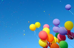  multicolored balloons and confetti in the city festival#9