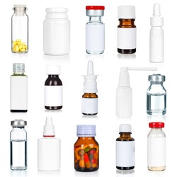 medical bottles collection isolated on white