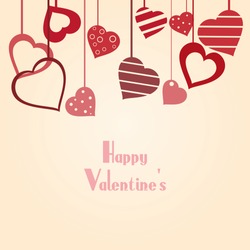 Vintage vector valentine's background with hearts and copy space for your text
