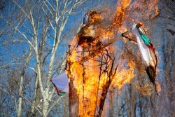 Burning an effigy for Shrovetide. Spring meeting