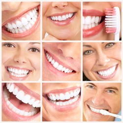 Faces of smiling people. Healthy teeth. Smile