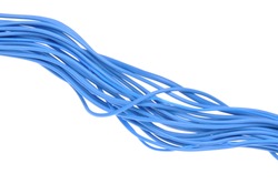 Blue computer cables isolated on white background