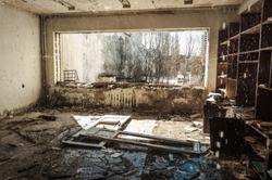 Abandoned house interior in Chernobyl