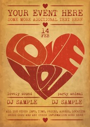 Vintage Valentines Day Party Flyer Design