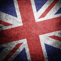 United Kingdom UK flag on the grunge concrete wall