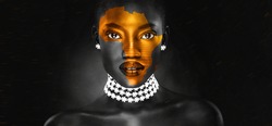 an africa symbol image on the beautiful african face of a young 